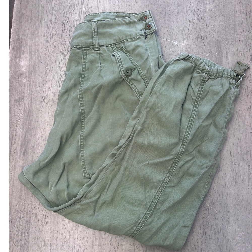 Anthropologie Olive Green Lyocell Utility Jogger Pants High Rise Cargo Size 8